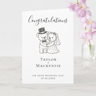 Bär und Braut Teddy gratulieren Hochzeit Karte