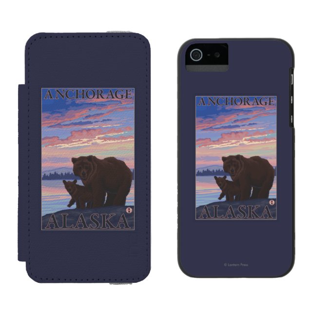 Bär und CUB - Anchorage, Alaska Incipio iPhone Geldbeutel-Hülle (Seite an Seite)