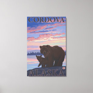Bär und Cub - Cordova, Alaska Leinwanddruck
