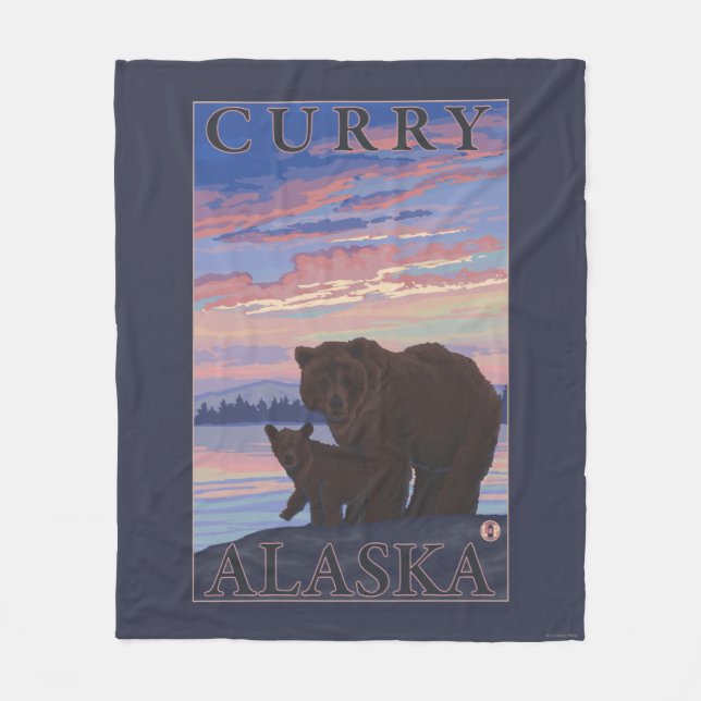Bär und CUB - Curry, Alaska Fleecedecke (Vorderseite)