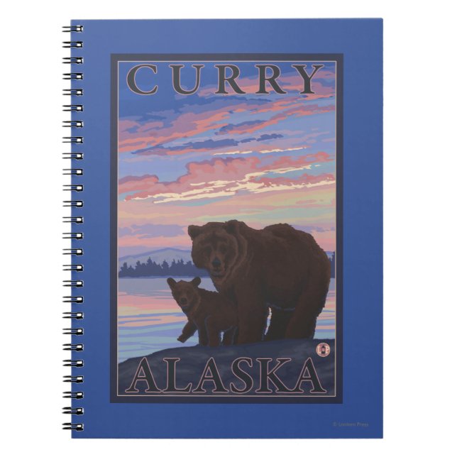 Bär und Cub - Curry, Alaska Notizblock (Vorderseite)