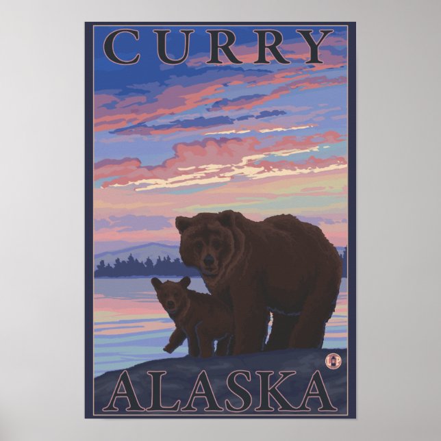 Bär und Cub - Curry, Alaska Poster (Vorne)