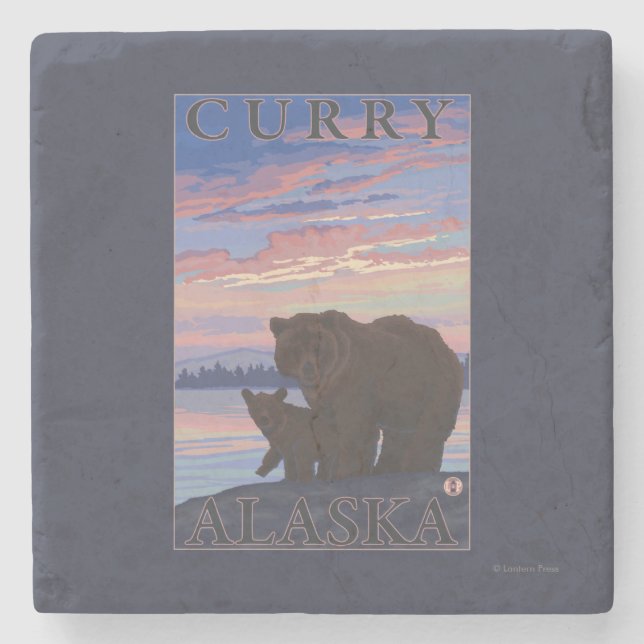 Bär und CUB - Curry, Alaska Steinuntersetzer (Vorderseite)