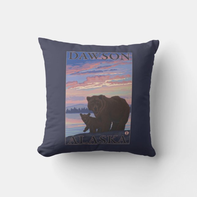 Bär und CUB - Dawson, Alaska Kissen (Vorderseite)