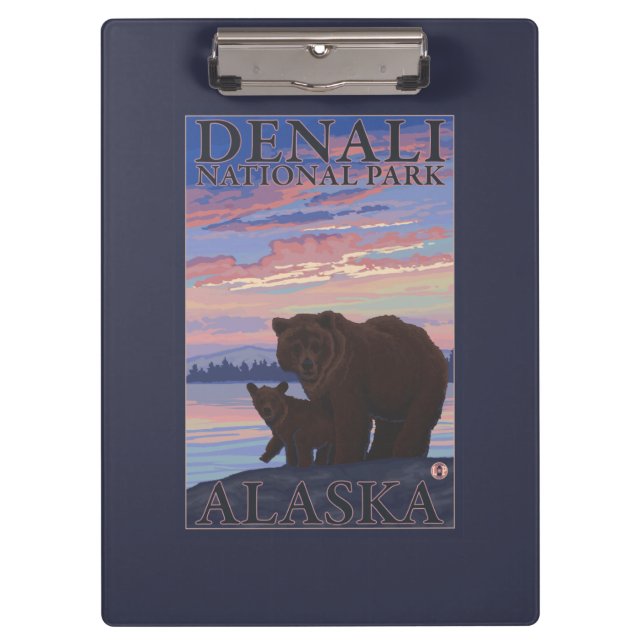 Bär und CUB - Denali Nationalpark, Alaska Klemmbrett (Vorderseite)