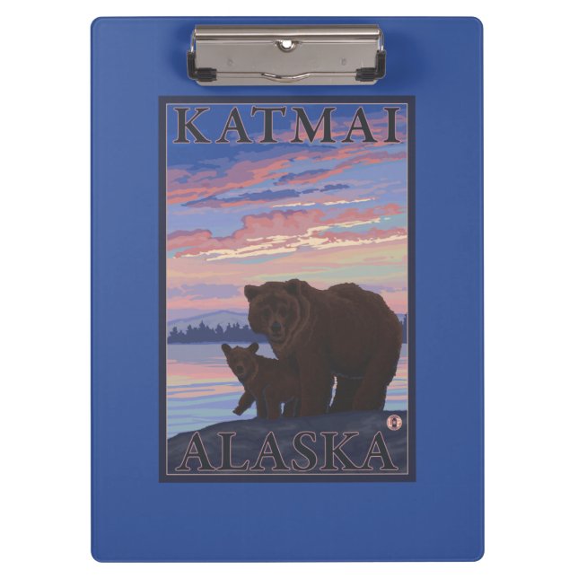 Bär und CUB - Katmai, Alaska Klemmbrett (Vorderseite)