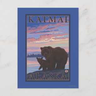 Bär und Cub - Katmai, Alaska Postkarte