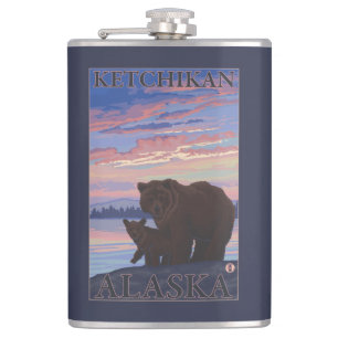 Bär und CUB - Ketchikan, Alaska Flachmann