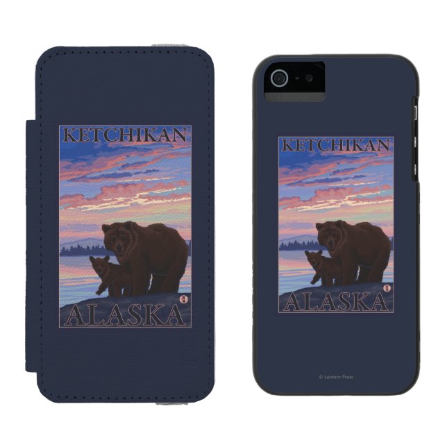Bär und CUB - Ketchikan, Alaska Incipio iPhone Geldbeutel-Hülle (Seite an Seite)