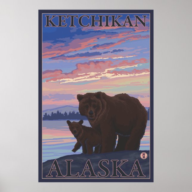Bär und Cub - Ketchikan, Alaska Poster (Vorne)