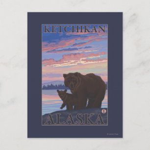 Bär und Cub - Ketchikan, Alaska Postkarte