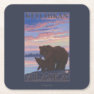 Bär und CUB - Ketchikan, Alaska Rechteckiger Pappuntersetzer