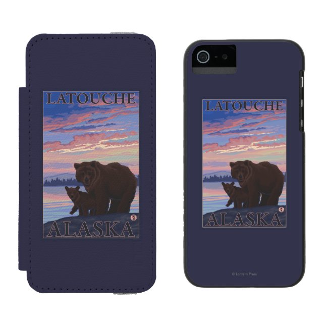 Bär und CUB - Latouche, Alaska Incipio iPhone Geldbeutel-Hülle (Seite an Seite)