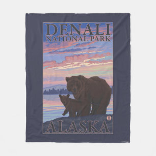 Bär und Cub - Nationalpark Denali, Alaska Fleecedecke