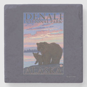 Bär und Cub - Nationalpark Denali, Alaska Steinuntersetzer