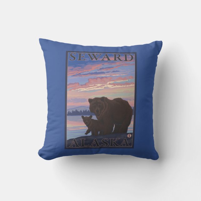 Bär und CUB - Seward, Alaska Kissen (Vorderseite)