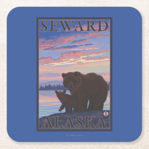 Bär und CUB - Seward, Alaska Rechteckiger Pappuntersetzer