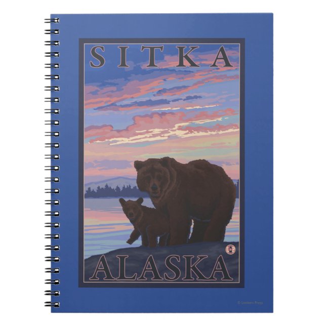 Bär und Cub - Sitka, Alaska Notizblock (Vorderseite)