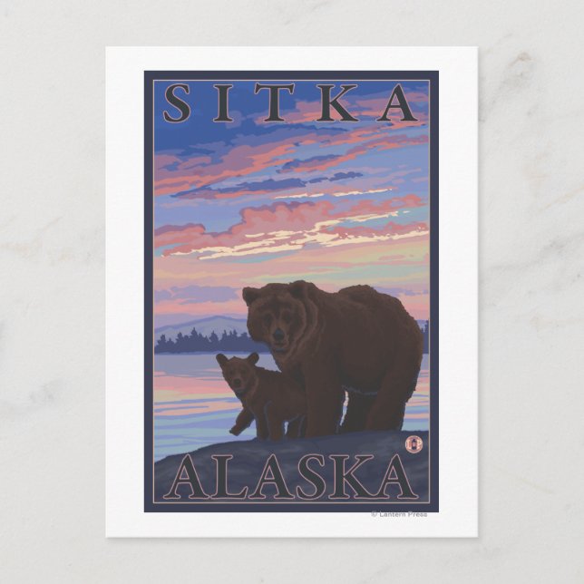 Bär und Cub - Sitka, Alaska Postkarte (Vorderseite)