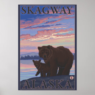 Bär und Cub - Skagway, Alaska Poster