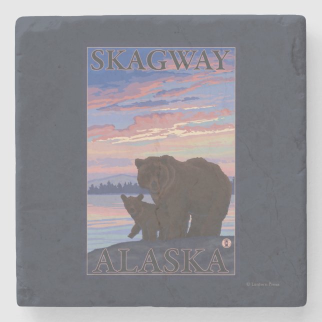 Bär und CUB - Skagway, Alaska Steinuntersetzer (Vorderseite)