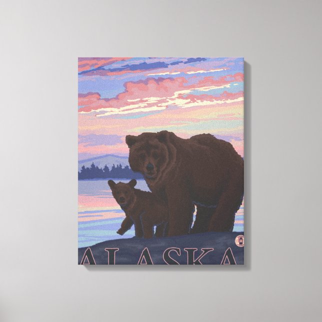 Bär und Cub - Wrangell, Alaska Leinwanddruck (Vorderseite)