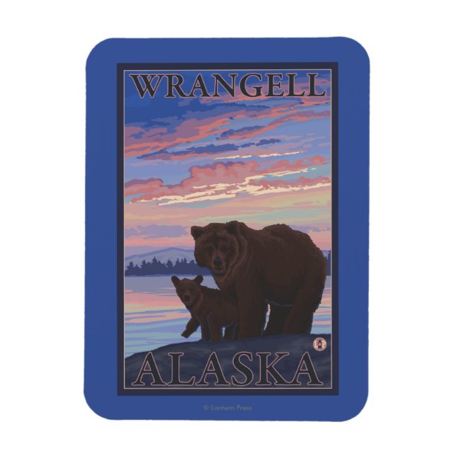 Bär und Cub - Wrangell, Alaska Magnet (Vertikal)