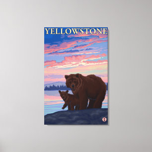 Bär und CUB - Yellowstone Nationalpark Leinwanddruck