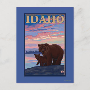 Bär und CubIdahoVintage Reiseplakat Postkarte