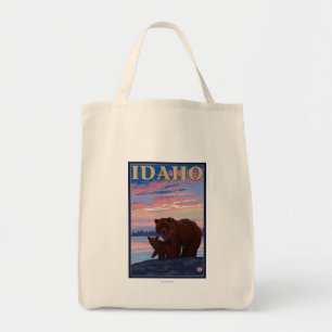 Bär und CubIdahoVintage Reiseplakat Tragetasche