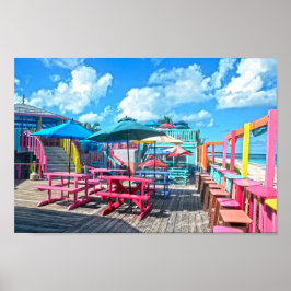 Bar und Grill in tropischen Bahamas Poster