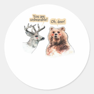 Bär und Hirsch Gespräch Lustiges Wildtier-Design Runder Aufkleber