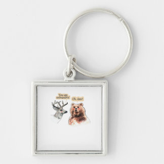 Bär und Hirsch Gespräch Lustiges Wildtier-Design Schlüsselanhänger