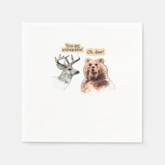 Bär und Hirsch Gespräch Lustiges Wildtier-Design Serviette