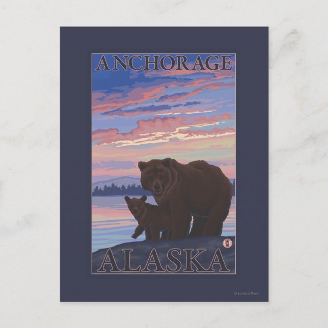 Bär und Krug - Ankerplatz, Alaska Postkarte (Vorderseite)