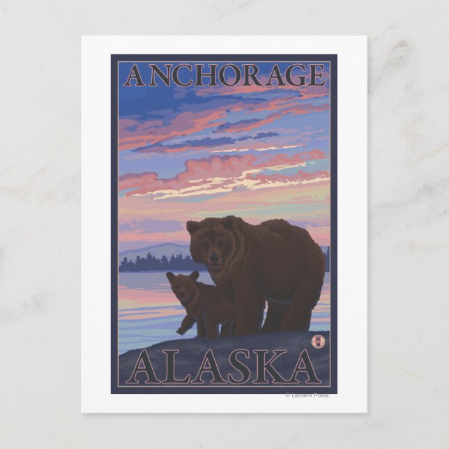 Bär und Krug - Ankerplatz, Alaska Postkarte (Vorderseite)