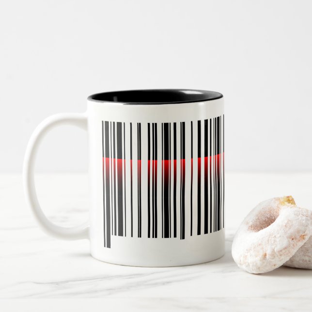 Bar- und Laserabtastung Zweifarbige Tasse (Mit Donut)