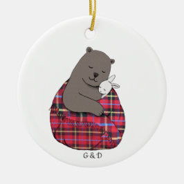 Bär und sonnige Niedliche Couple Custom Christmas Keramik Ornament