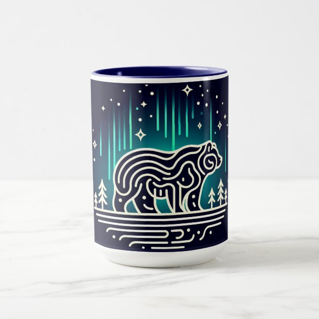 Bär unter Aurora-Lichtern Tasse (Zentrum)
