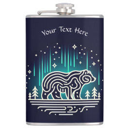 Bär unter Aurora Lights Flachmann