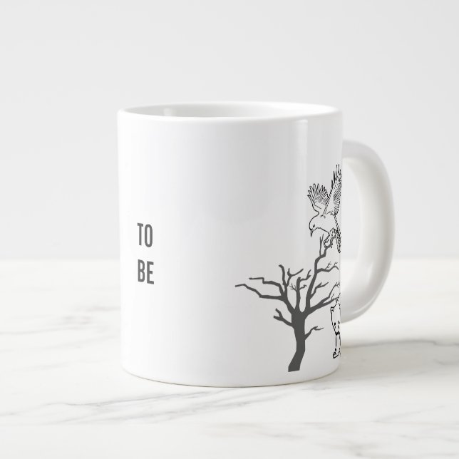 Bär, Vogel und kahler Baum in der Naturszene Jumbo-Tasse (Vorderseite Rechts)
