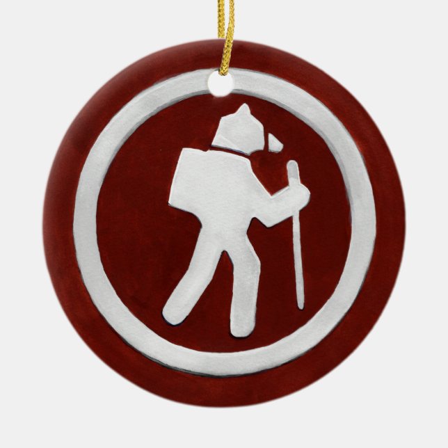 Bär-Wanderwegmarkierung Keramik Ornament (Vorne)