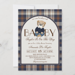 Bär wartet kaum Luxus Junge Baby Shower Einladung