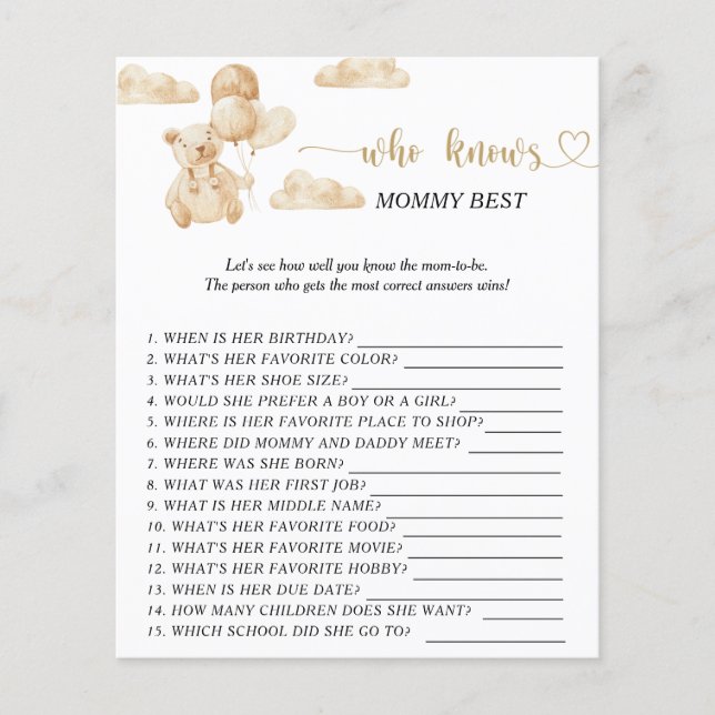 Bär Wer Mama am besten kennt (Vorderseite)