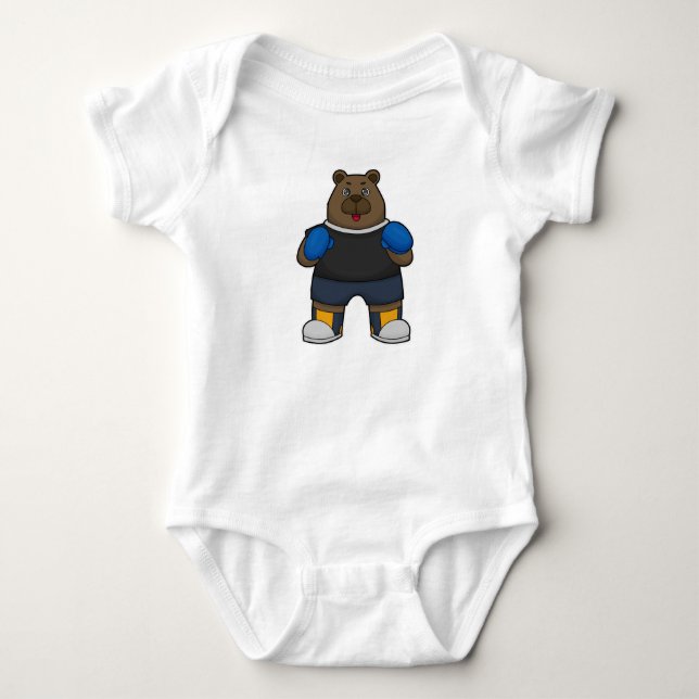 Bär wie Boxer mit Boxhandschuhen Baby Strampler (Vorderseite)