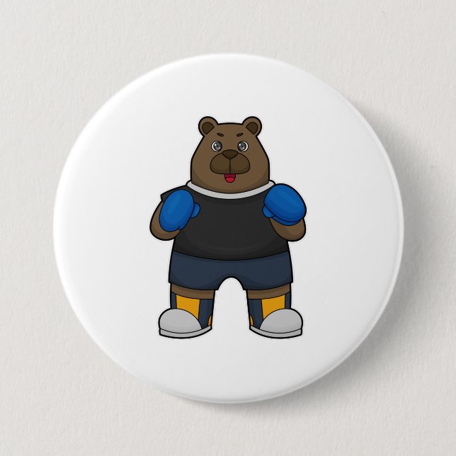 Bär wie Boxer mit Boxhandschuhen Button (Vorderseite)