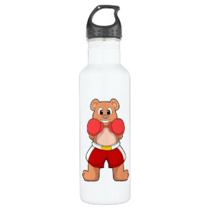 Bär wie Boxer mit Boxhandschuhen Edelstahlflasche