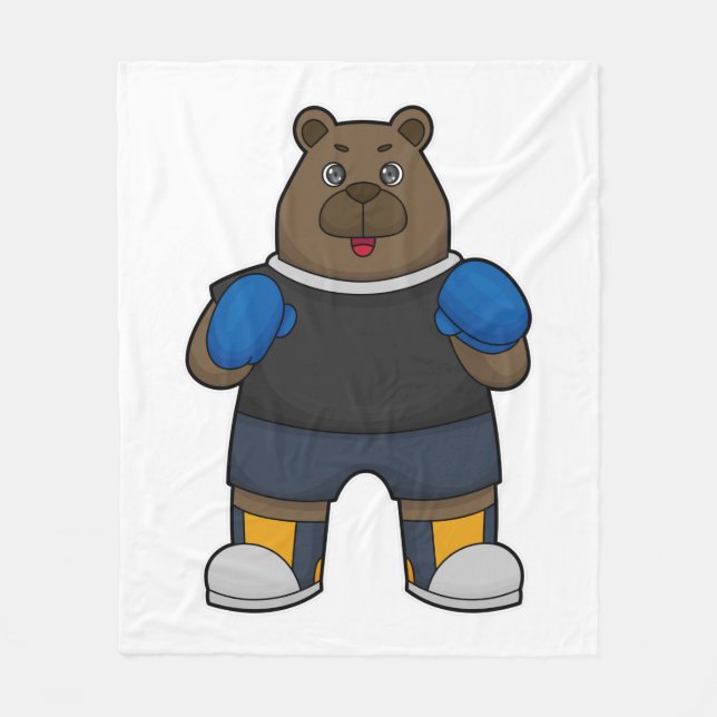 Bär wie Boxer mit Boxhandschuhen Fleecedecke (Vorderseite)