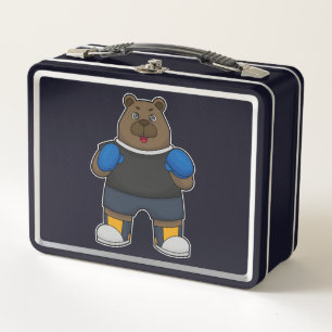 Bär wie Boxer mit Boxhandschuhen Metall Brotdose