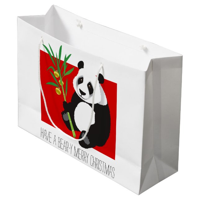 Bär-y frohe Weihnachten Große Geschenktüte (Vorderseite Schrägansicht)